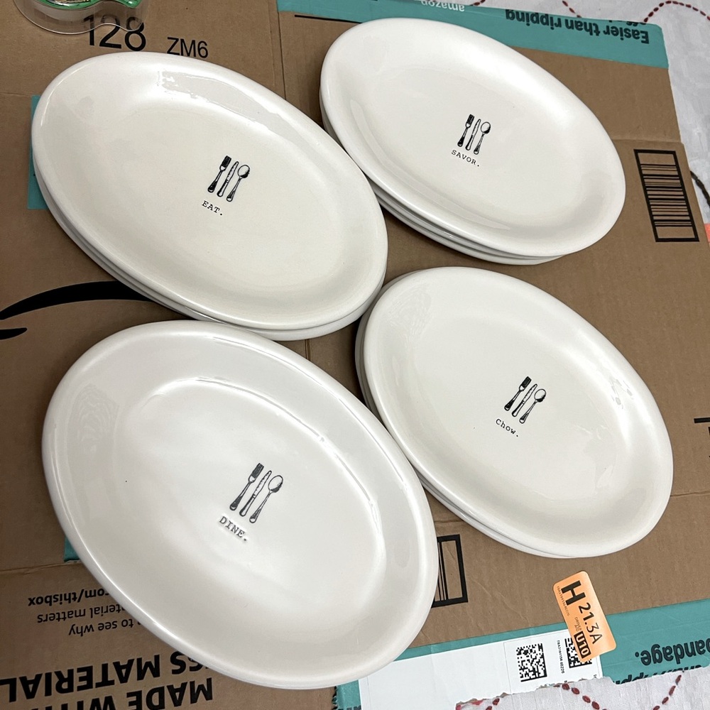13 icon oval dessert plates by Rae Dunn